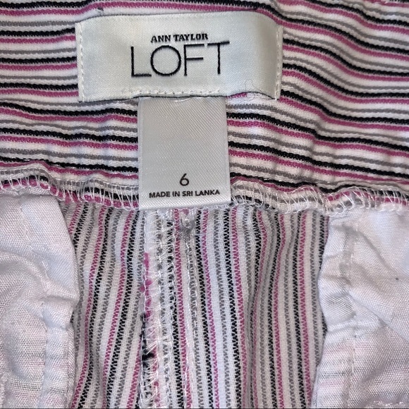 Loft Pinstriped Cotton Denim Bermuda Shorts - Picture 7 of 7